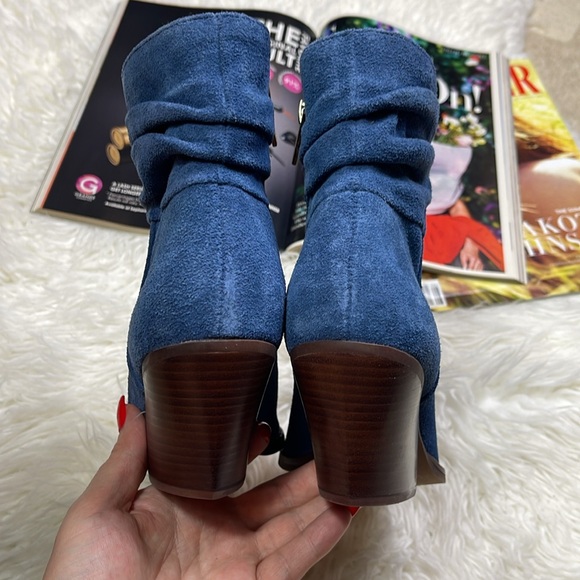 Vince Camuto Slouched Suede Western Boots Nerlinji Blue Slate - Picture 9 of 10